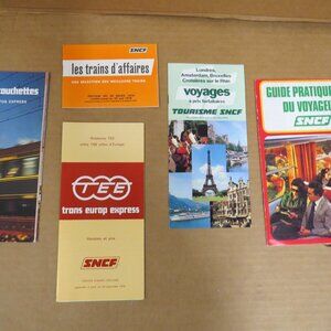 Vintage 1970s Lot of 5 France French Rail SNCF Brochures and Booklets